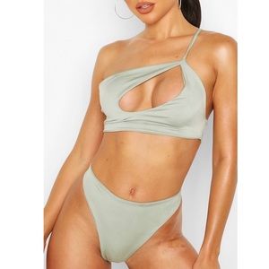 NWT Sage One Shoulder Boohoo High Waisted Bikini